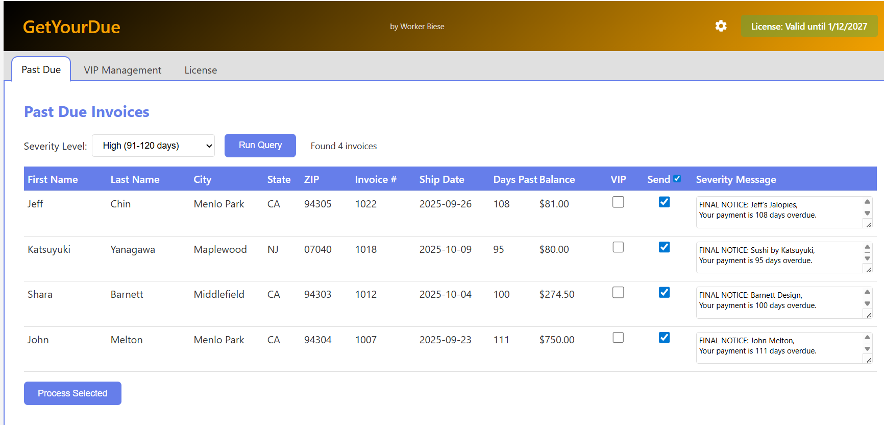 GetYourDue dashboard screenshot